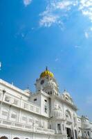 View of details of architecture inside Golden Temple - Harmandir Sahib in Amritsar, Punjab, India, Famous indian sikh landmark, Golden Temple, the main sanctuary of Sikhs in Amritsar, India photo