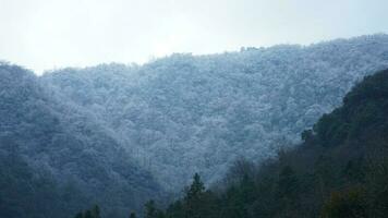 The beautiful frozen mountains view coverd by the white snow and ice in winter photo