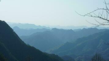 The beautiful mountains view from the top of the hill in spring photo