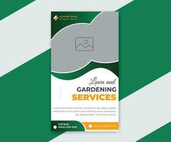 Lawn and gardening social media story design template vector