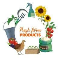 Farm products, farming agriculture and cultivation vector