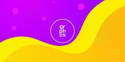 Abstract dynamic bright yellow and purple wave illustration background with 3d look and simple pattern. cool design and luxury.Eps10 vector