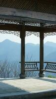 The beautiful mountains view from the top of the hill in spring photo