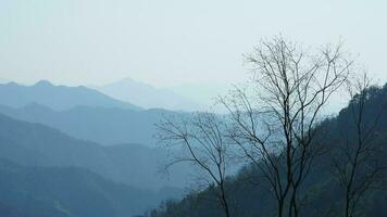 The beautiful mountains view from the top of the hill in spring photo