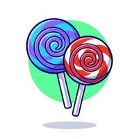 Lollipop Candy Cartoon Vector Icon Illustration. Food Object  Icon Concept Isolated Premium Vector. Flat Cartoon Style