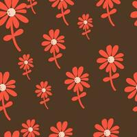 Chamomile flower seamless pattern in naive art style. Cute little daisy floral ornament wallpaper. vector