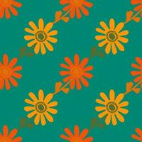 Naive flower seamless pattern. Cute floral endless background. vector