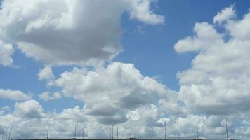 The beautiful sky view with the white clouds and blue sky as background in summer photo