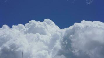 The beautiful sky view with the white clouds and blue sky as background in summer photo