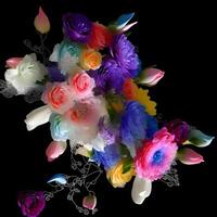 Flower bouquet paintings, Flower illustration, Botanical watercolor illustration, Colorful floral arrangement, Generative AI photo