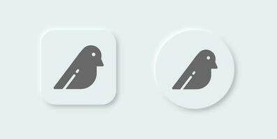 Bird solid icon in neomorphic design style. Wing signs vector illustration.