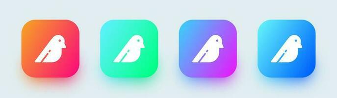 pájaro sólido icono en cuadrado degradado colores. ala señales vector ilustración.
