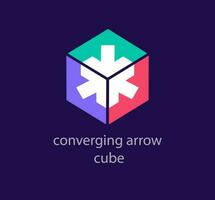 Creative arrow combination cube logo. Unique design color transitions. Custom 3D arrow logo template. vector. vector
