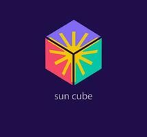 Creative sun cube logo. Unique design color transitions. Custom 3D sun logo template. vector. vector