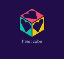 Creative heart cube logo. Unique design color transitions. Custom lover logo template. vector. vector