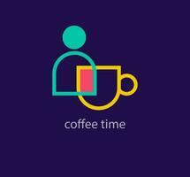 Creative coffee time logo design. Unique design color transitions. Unique coffee human unified logo template. vector