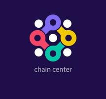 Creative chain combination logo design. Unique design color transitions. Unique chain center logo template. vector