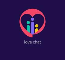 Creative love chat logo design. Unique design color transitions. Heart logo template in unique speech. vector