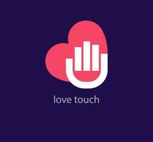 Creative touch heart logo design. Unique heart and hand logo template. vector