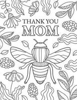 Happy Mother's day. Hand drawn coloring pages for kids and adults. Beautiful drawings with patterns and details. Spring coloring book pictures with blooming branches, flowers, smile, stickers, quotes vector