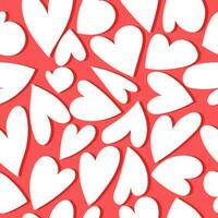 Cute seamless pattern with handdrawn hearts on pink background. vector