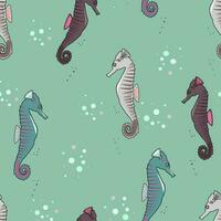 vector seamless pattern of the sea, seahorses, underwater. Background for paper, fabric, web. summer.