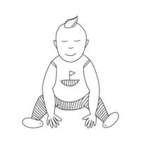 Baby boy vector hand drawn doodle illustration. Toddler illustration isolated on white background