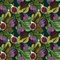 Seamless botanical pattern with figs and leaves vector