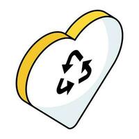 conceptual plano diseño icono de corazón reciclaje vector