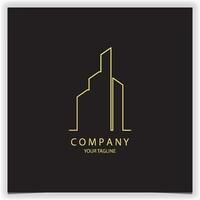 outline luxury gold real estate building logo premium elegant template vector eps 10