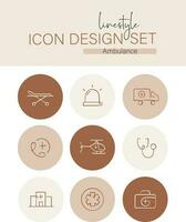 Linestyle Icon Design Set Ambulance vector