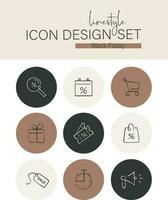 Linestyle Icon Design Set Black Friday vector