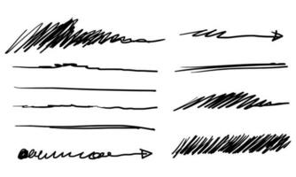 Set of hand drawn lines. Doodle design element with underline, scribble, swashes, swoops. swirl. vector illustration