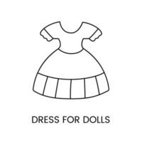 Doll accessories, dress line icon in vector, illustration for kids online store. vector