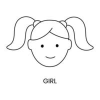 Little girl, head line icon in vector, illustration for kids online store. vector