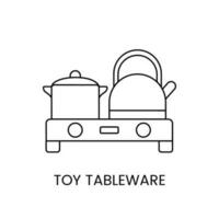 Set of children's utensils for the kitchen line icon in vector, illustration for children's online store. vector