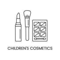 Cosmetics for children line icon in vector, illustration for kids online store. vector