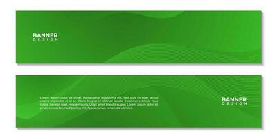 set of banners with abstract green gradient colorful wave background vector