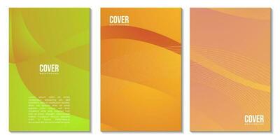 set of covers with abstract orange colorful wave gradient background vector illustration