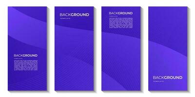 set of brochures with abstract purple wave gradient background vector