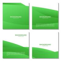 set of squares green gradient abstract background with copy space area vector