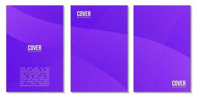 set of covers with abstract purple wave gradient background vector