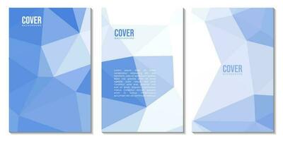 set of covers with abstract blue gradient triangle colorful geometric background vector