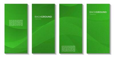 set of brochures with abstract green gradient colorful wave background vector
