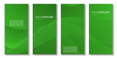 set of brochures with abstract green gradient colorful wave background vector