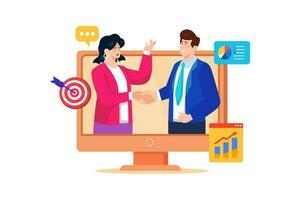 A customer relationship manager uses data to improve customer retention and loyalty. vector