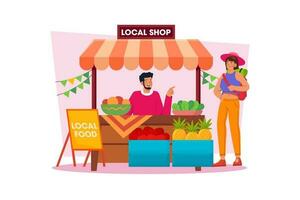 People enjoy local food and discover the local culture vector