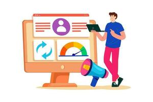 A conversion rate optimizer increases the percentage of website visitors who become customers. vector