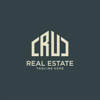 RU initial monogram logo for real estate design vector