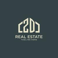 ZD initial monogram logo for real estate design vector